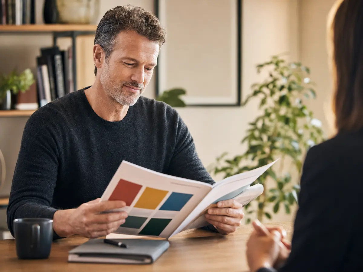 A participant reviewing the color-based insights in an assessment report